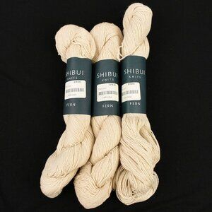 Shibui Knits Fern Yarn Sport Weight 3 Skeins 100% Organic Cotton Ivory
